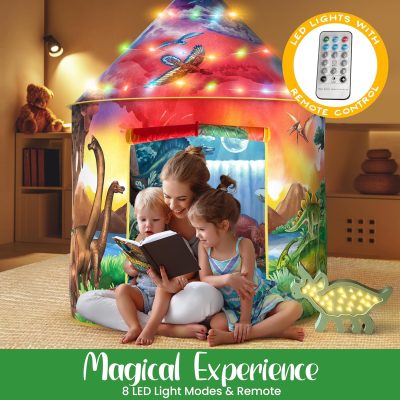 Dinosaur Discovery Play Tent with Roar Button - Extraordinary Pop Up Tent for Boys & Girls - Perfect for Indoor & Outdoor Adventures