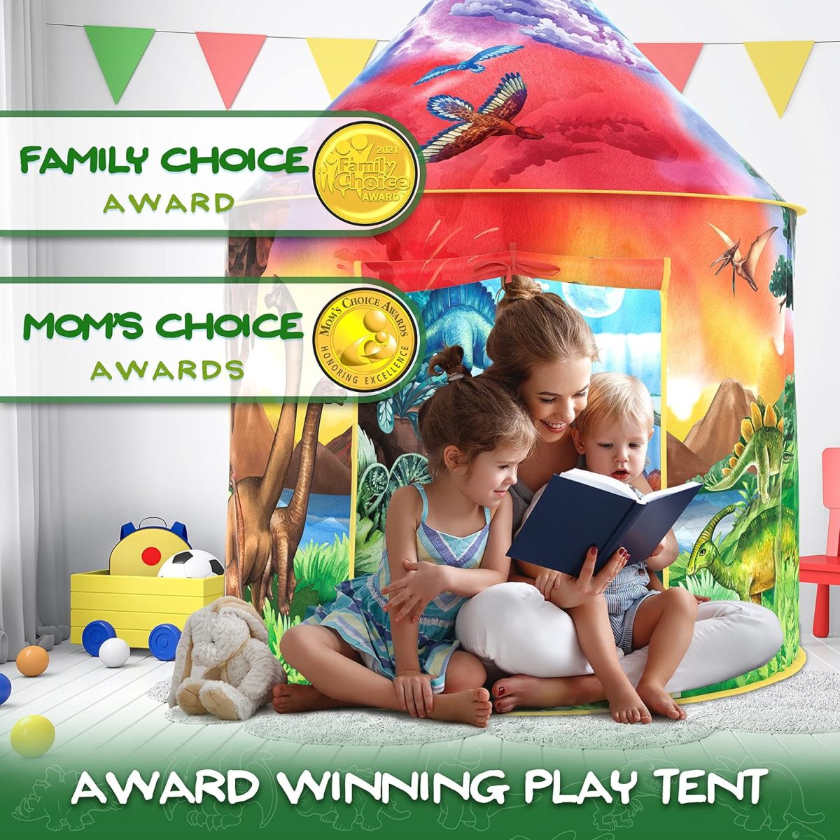 Dinosaur Discovery Play Tent with Roar Button - Extraordinary Pop Up Tent for Boys & Girls - Perfect for Indoor & Outdoor Adventures