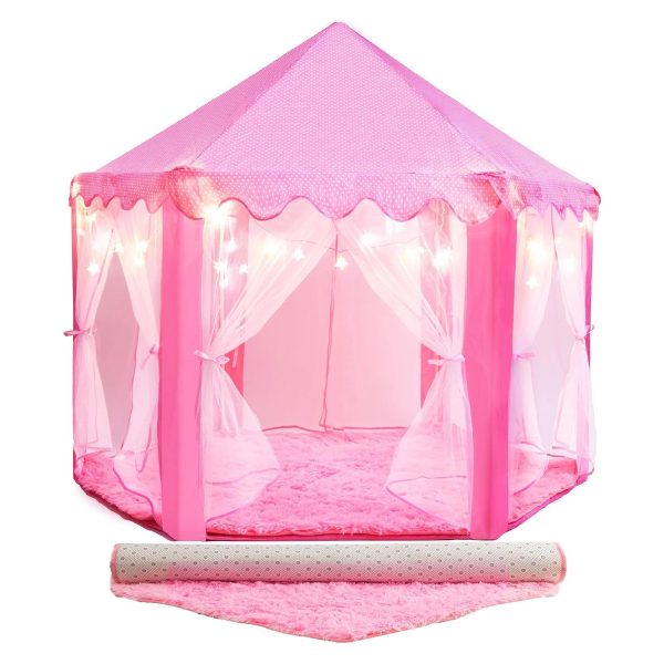 Princess Tent for Kids Tent 55"x53" – Princess Toys Kids Tent with Ultra Soft Rug & Star Led Lights – Princess Castle Kids Play Tent Indoor & Outdoor