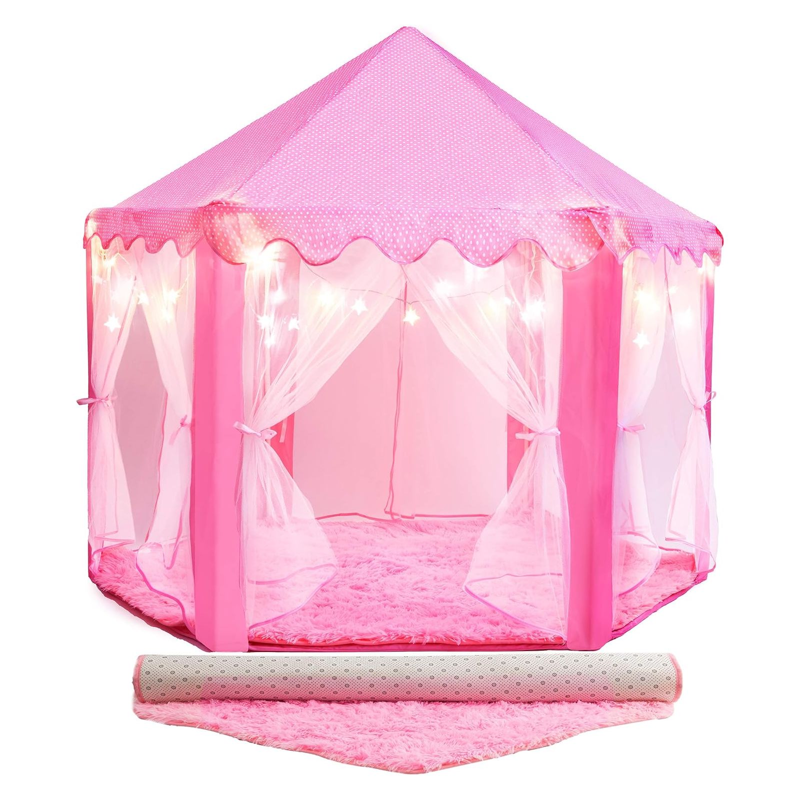 Baby Ball Pit for Toddler: with Star Lights - Pop Up Princess Play Tent for Kids - Indoor Outdoor Baby Girl Toys Birthday Gifts - NO Balls (Grayish Green Tent)