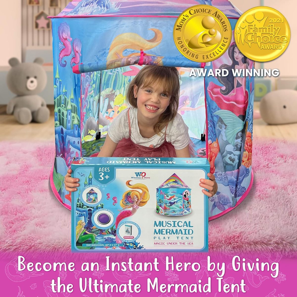 Unicorn Sparkle Play Tent with Magical Unicorn Sounds - Captivating Pop Up Tent for Girls - Perfect for Indoor & Outdoor Play