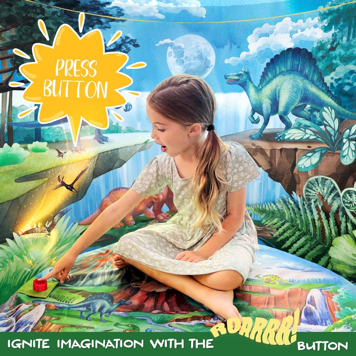 Dinosaur Discovery Play Tent with Roar Button - Extraordinary Pop Up Tent for Boys & Girls - Perfect for Indoor & Outdoor Adventures