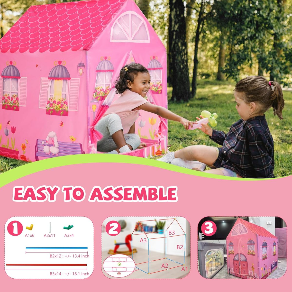 Unicorn Play Tent Kids Tent Girls & Boys, Princess Castle Tent Pretend Playhouse for Children Indoor and Outdoor Fun, Foldable Playhouse Toy Gift