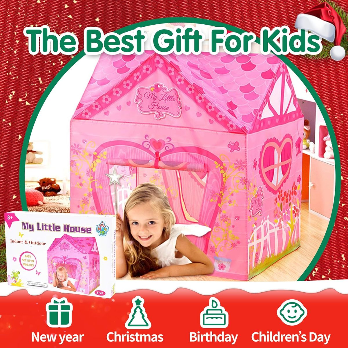 Unicorn Play Tent Kids Tent Girls & Boys, Princess Castle Tent Pretend Playhouse for Children Indoor and Outdoor Fun, Foldable Playhouse Toy Gift