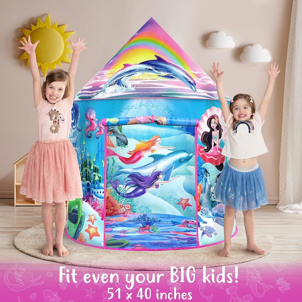 Unicorn Sparkle Play Tent with Magical Unicorn Sounds - Captivating Pop Up Tent for Girls - Perfect for Indoor & Outdoor Play