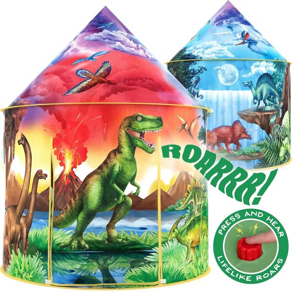 Dinosaur Discovery Play Tent with Roar Button - Extraordinary Pop Up Tent for Boys & Girls - Perfect for Indoor & Outdoor Adventures