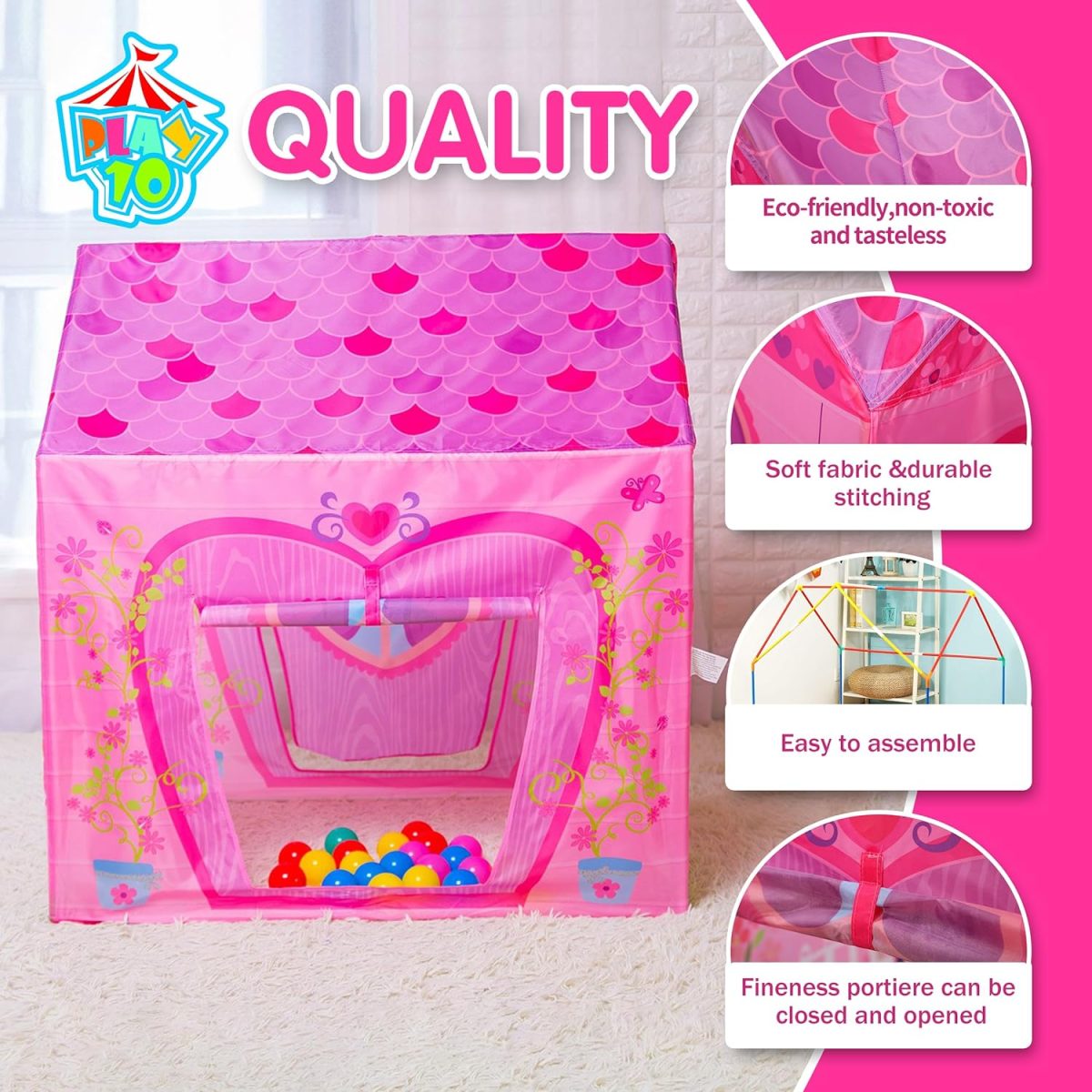 Unicorn Play Tent Kids Tent Girls & Boys, Princess Castle Tent Pretend Playhouse for Children Indoor and Outdoor Fun, Foldable Playhouse Toy Gift