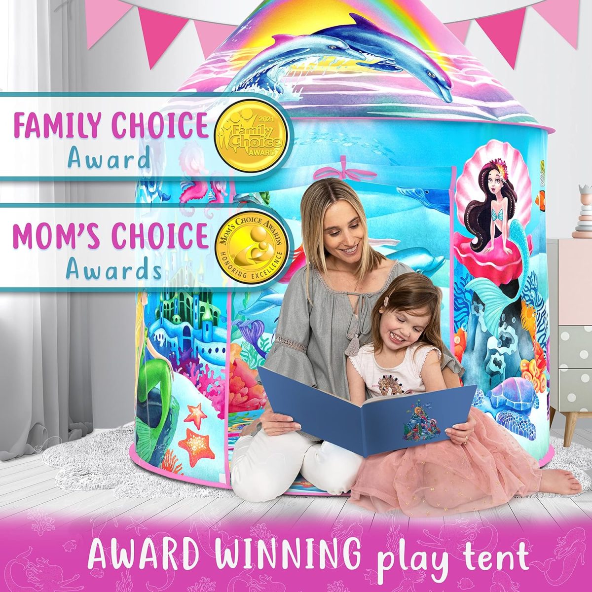 Unicorn Sparkle Play Tent with Magical Unicorn Sounds - Captivating Pop Up Tent for Girls - Perfect for Indoor & Outdoor Play
