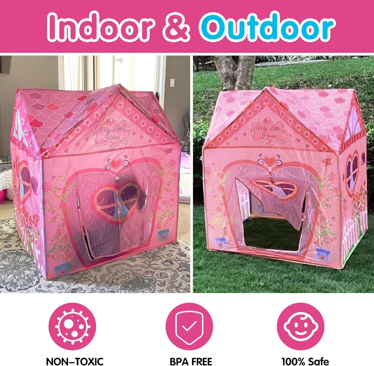 Unicorn Play Tent Kids Tent Girls & Boys, Princess Castle Tent Pretend Playhouse for Children Indoor and Outdoor Fun, Foldable Playhouse Toy Gift