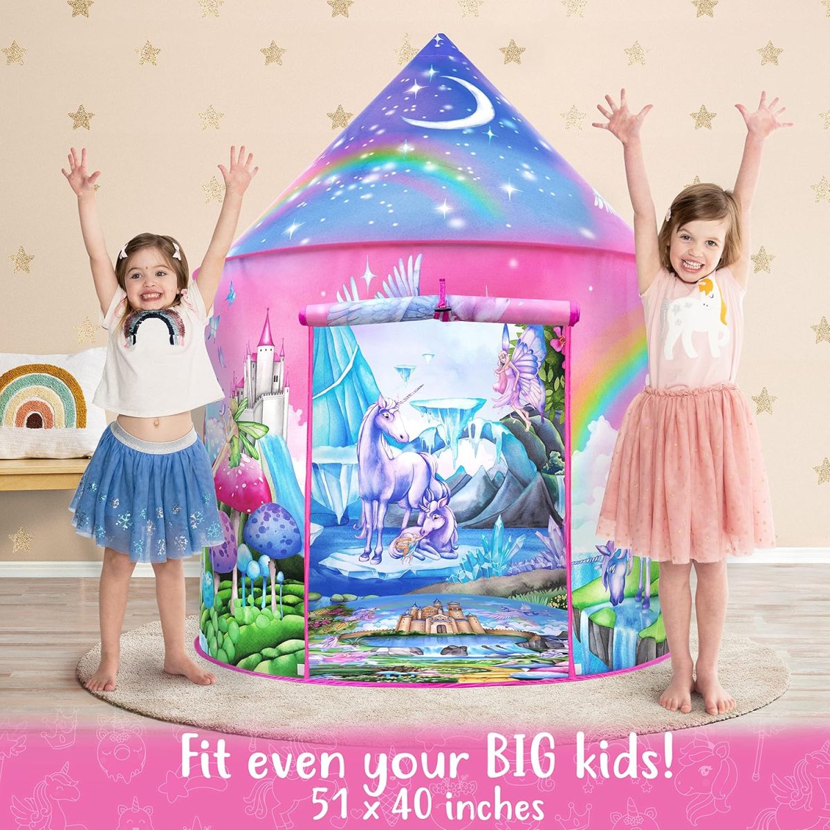 Unicorn Sparkle Play Tent with Magical Unicorn Sounds - Captivating Pop Up Tent for Girls - Perfect for Indoor & Outdoor Play