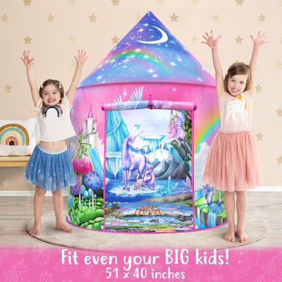 Unicorn Sparkle Play Tent with Magical Unicorn Sounds - Captivating Pop Up Tent for Girls - Perfect for Indoor & Outdoor Play