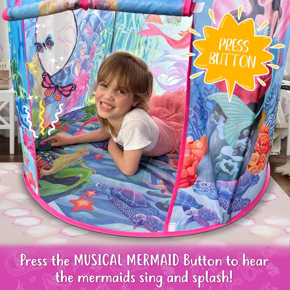 Unicorn Sparkle Play Tent with Magical Unicorn Sounds - Captivating Pop Up Tent for Girls - Perfect for Indoor & Outdoor Play