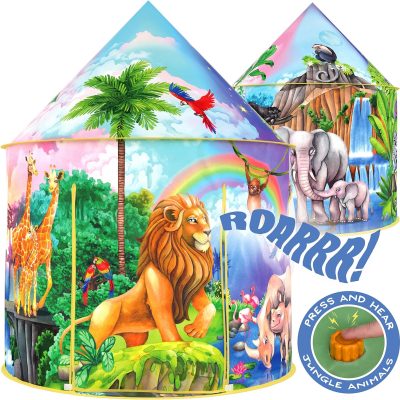 Dinosaur Discovery Play Tent with Roar Button - Extraordinary Pop Up Tent for Boys & Girls - Perfect for Indoor & Outdoor Adventures