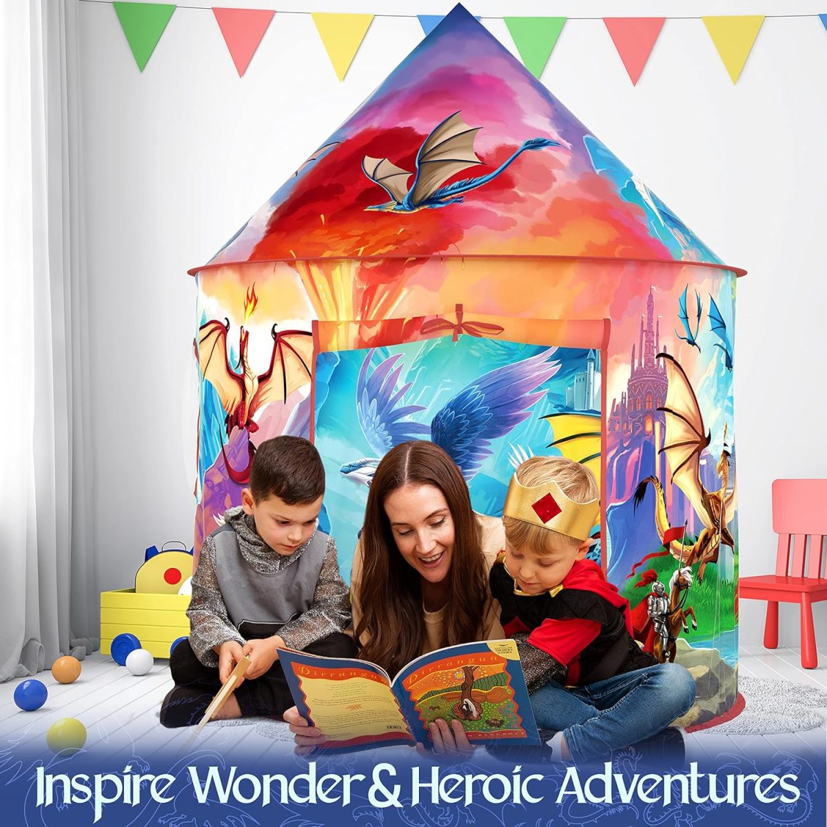 Dinosaur Discovery Play Tent with Roar Button - Extraordinary Pop Up Tent for Boys & Girls - Perfect for Indoor & Outdoor Adventures