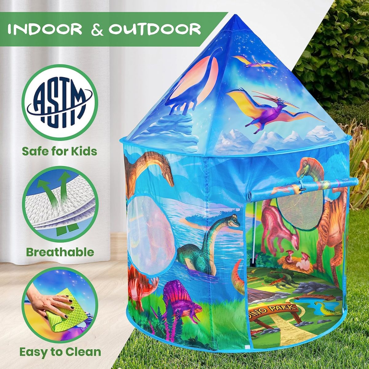Dinosaur Discovery Play Tent with Roar Button - Extraordinary Pop Up Tent for Boys & Girls - Perfect for Indoor & Outdoor Adventures