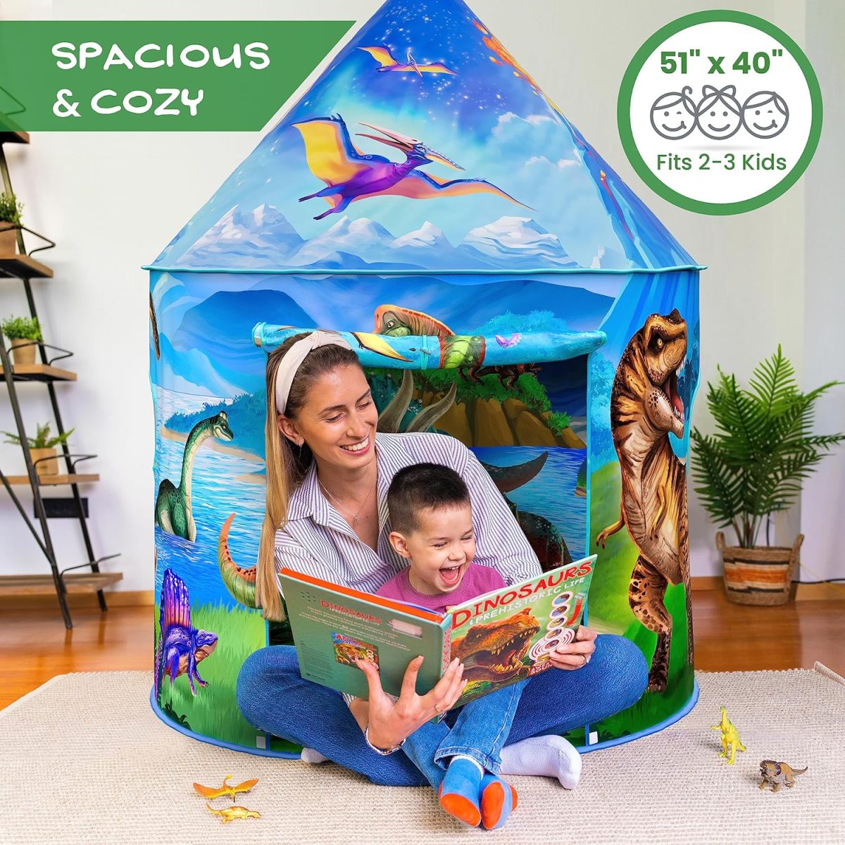 Dinosaur Discovery Play Tent with Roar Button - Extraordinary Pop Up Tent for Boys & Girls - Perfect for Indoor & Outdoor Adventures