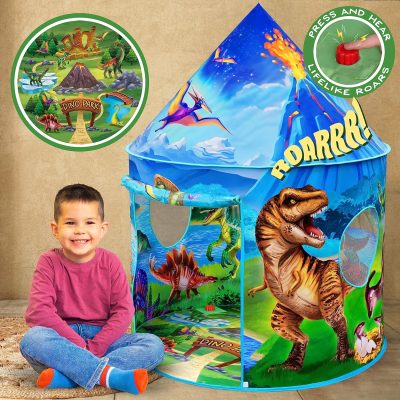 Dinosaur Discovery Play Tent with Roar Button - Extraordinary Pop Up Tent for Boys & Girls - Perfect for Indoor & Outdoor Adventures