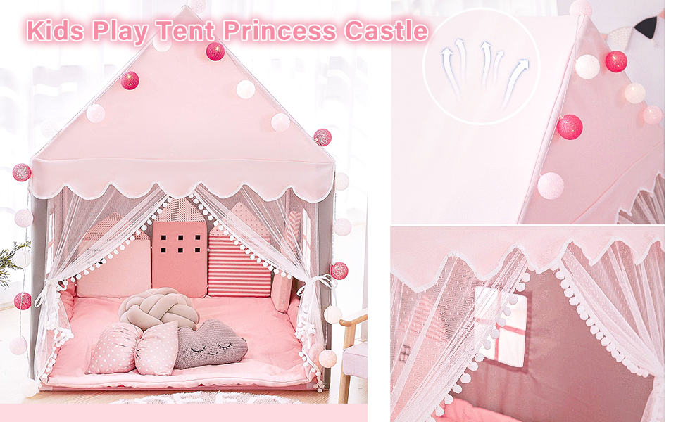 kid playhouse tent pink with mat